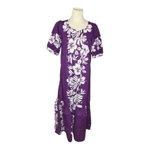 Royal Creations Hawaiian Maxi Muumuu Dress Floral Tropical Luau Resort Sz Small